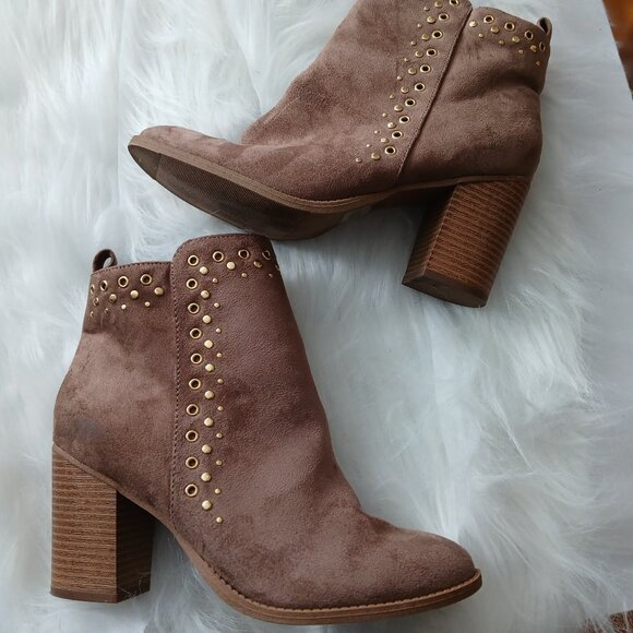Studded Suede-Look Ankle Boots - USED - Picture 1 of 2